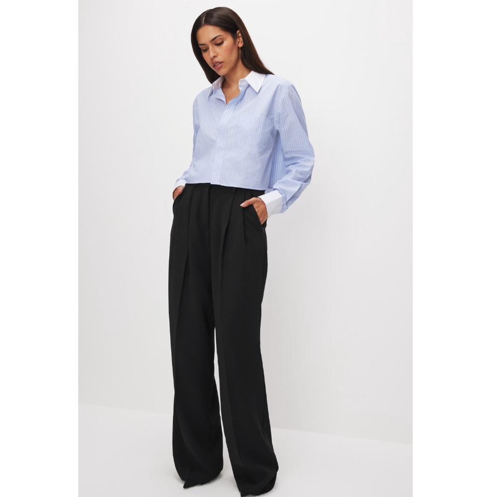 NEW Good American Luxe Suiting Wide Leg Slacks Pants Black Size 4 / 27 Giftable